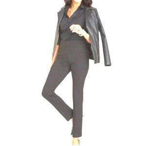 Chicos So Slimming Juliet Pinstripe Straight Pants Black &amp; Ecru 3P